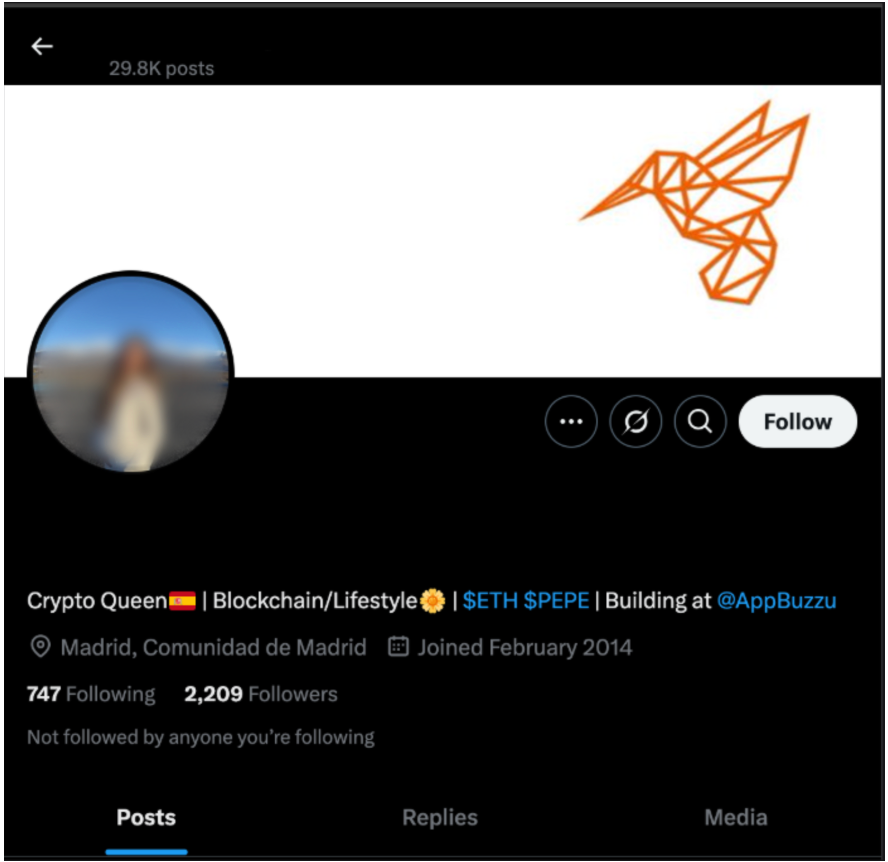 Example of a compromised X account to create a “BuzzuAI” employee.